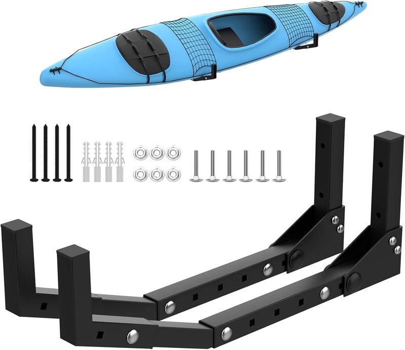WALMANN Wall Mount Kayak Storage Rack, Kayak Hooks for Garage Wall Hangers for Kayak, Surfboard, Skiis, Snowboard, Paddle Board - Image 1